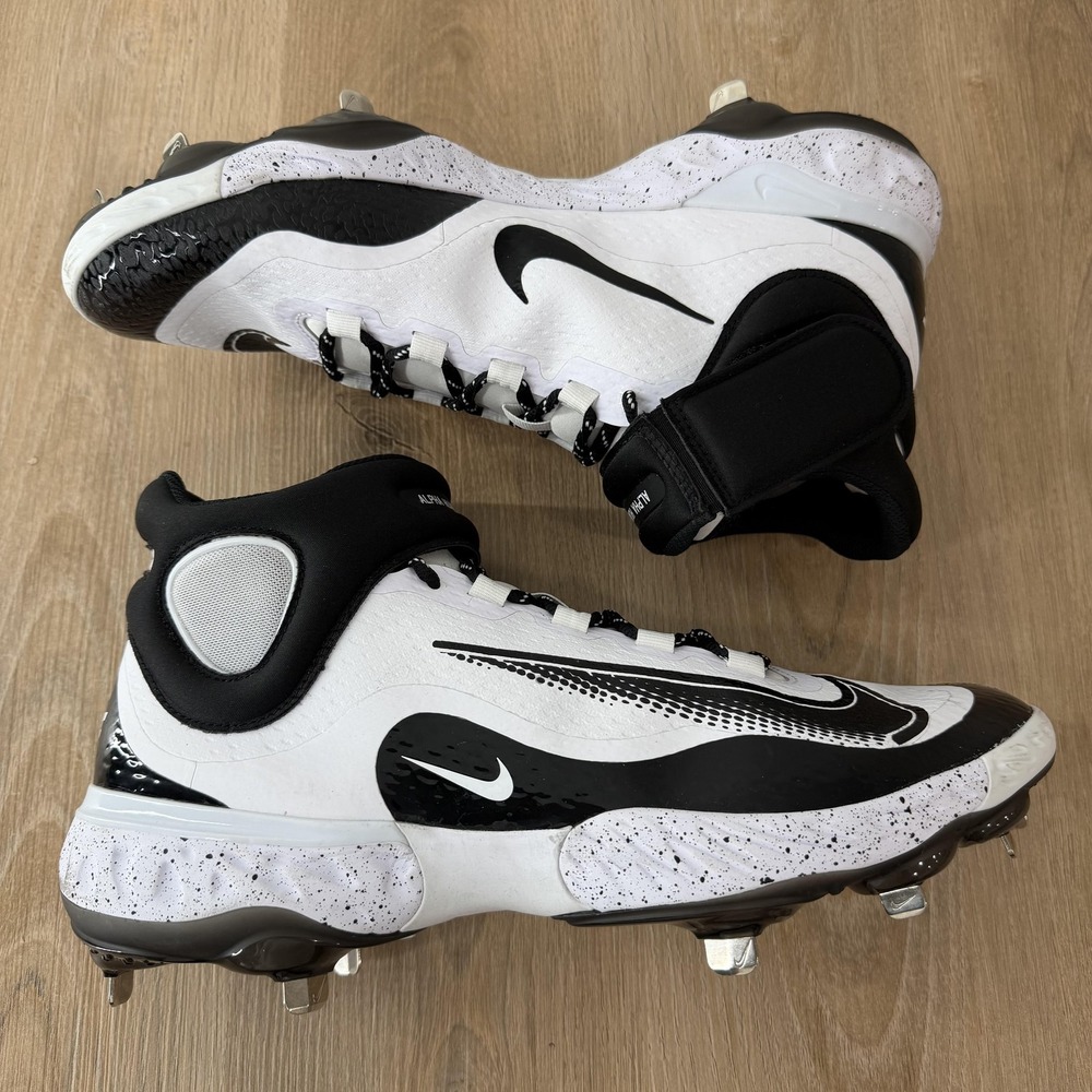 Nike Alpha Huarache Shoes Mens Size 13 White Black Baseball Cleats FD2744-107 - Picture 3 of 7